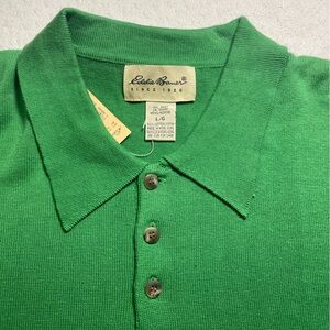 VINTAGE Eddie Bauer Kelly Green Polo Shirt men’s Large 100% cotton knit NWT